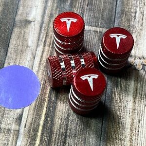 5for$10 Red Inspired Tesla Logo Tire Stem Valve Caps Car Tire Accessories NWT